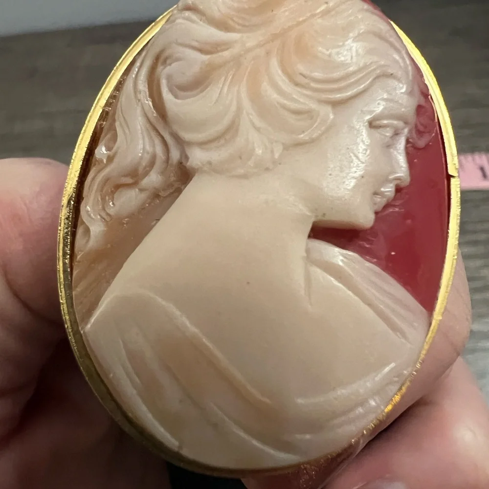 Elegant right facing Cameo choker with Gold and Pink Accents